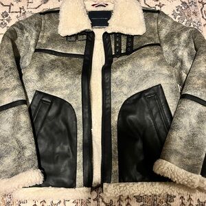 Tommy Hilfiger Black and Cream Teddy Jacket